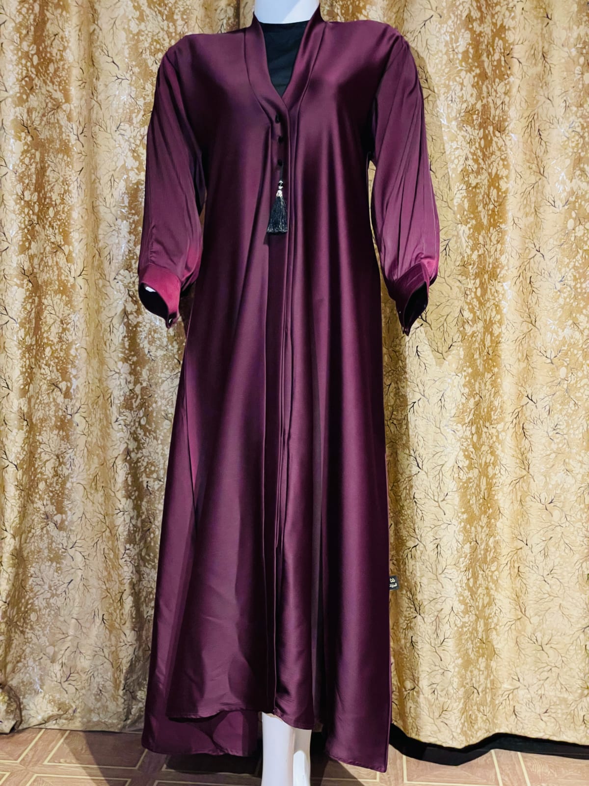 Shiny Plum Abaya with Tassel