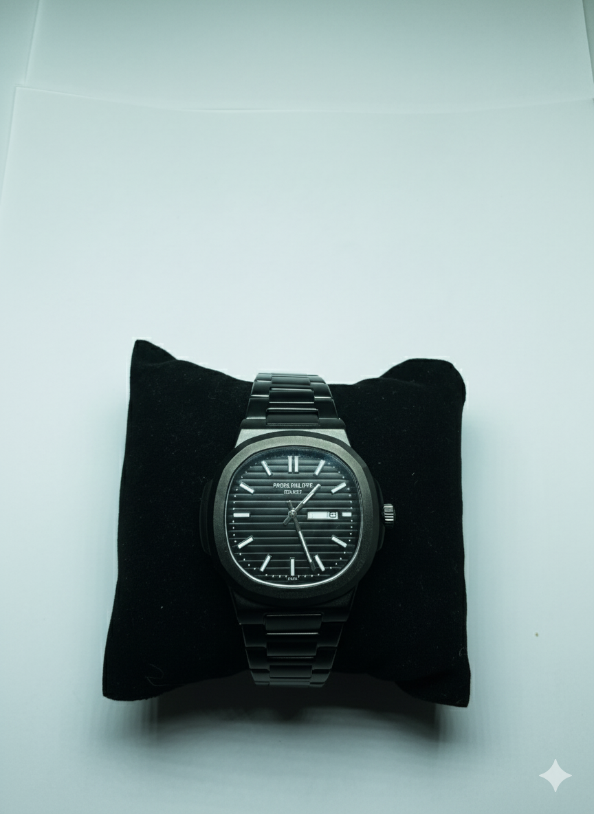 Premium Black Steel Watch for Men - Patek Philippe Style