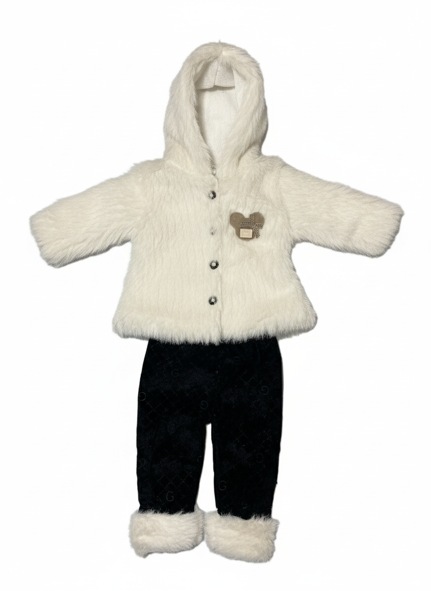 White Fur Winter Suit for Baby Boys & Girls
