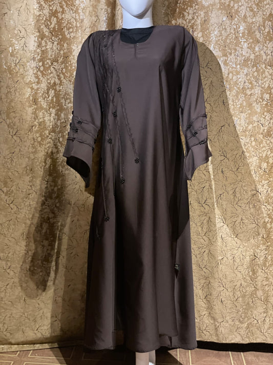 Brown Beaded Abaya