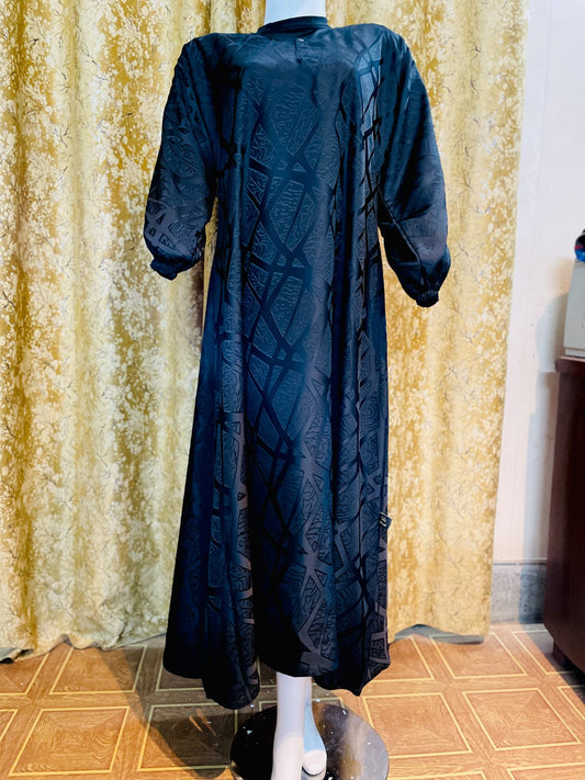 Black Self-Design Abaya