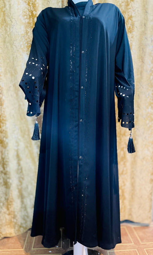 Black Cutwork Sleeve Abaya
